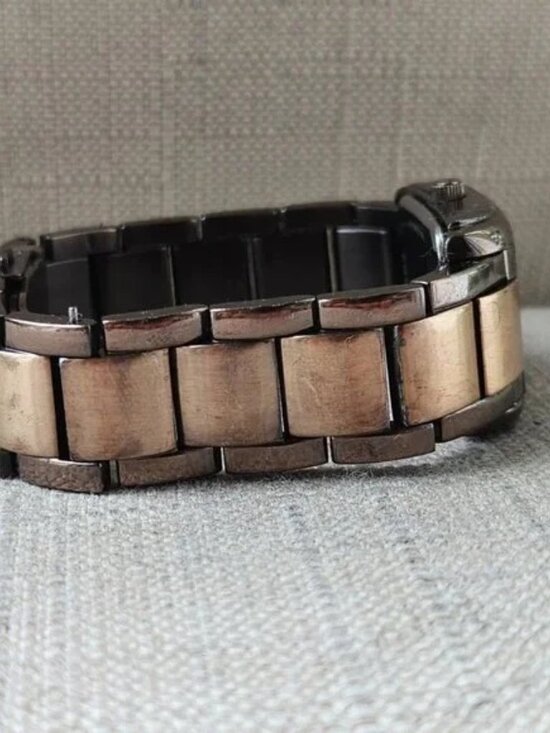 Fossil Women Watch Tank 23mm Copper Brown Metallic Wristwatch New Battery 6\